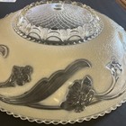 Vintage Art Deco Frosted Glass Ceiling Shade 14 3 8     Off White   Beige Floral