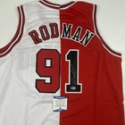 Autographed signed Dennis Rodman Chicago Split Jersey Beckett Bas Coa