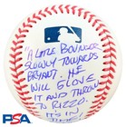 Pat Hughes Cubs Signed Baseball 2016 World Series Last Out Inscription Autograph