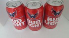 Bud Light  washington Capitals  50 Years  three  3  12 Oz Cans Empty bottom Open