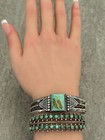 Old 30 s-40 s Native American Navajo Turquoise Silver Carinated Bracelet As Is