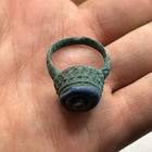 Rare Found Ancient Roman Bronze Mosaic Glass Ring With Rich Patina