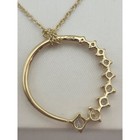 Gold Tone 925 Sterling Silver Cubic Zirconia Circle Necklace And Earring Set