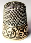 Antique Simons Bros Gold Band Sterling Silver Thimble     ferns   Acanthus Leaves 