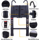 Aluminium Telescopic Ladder With Roof Hook Kit Portable Multi-purpose Folding