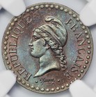 1851-a France 1c Centime Ngc Ms 66 Bn Brown Aqua Toning
