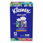 Kleenex Ultra Soft 3-ply Facial Tissues  Cube Boxes  85 Tissues box  12 Packs 