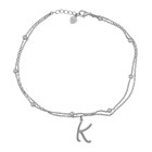 Vintage Sterling Silver 925   2 Layer Chain   Letter  k  Charm Anklet   9 -9 5 