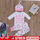 3pcs Newborn Baby Girls Romper T-shirt Tops camo Pants hat Outfits Clothes Set