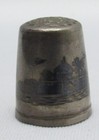 Antique Old Iraqi Silver Niello Thimble Panormic Scene House River