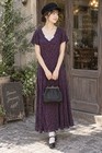 Vintage All That Jazz Dress Purple Scroll Print Lace Collar Usa Size 5 6
