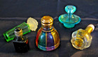 Vintage Lot Of 5 Miniature Perfume Bottles Colored Glass Murano  Sirocco  Taylor