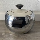 Vtg West Bend Chrome Penguin Hot Cold Server Ice Bucket 2 Qt Creme Beige Lid