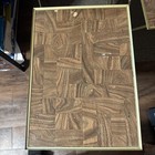 Vtg Faux Wood Parquet Tv Trays - Set Of 4  With Golden Mcm Metal Legs Folding