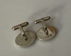 Vintage Hallmarked Sterling Silver 925 Green Stripe Ceramic Cuff Links Cufflinks