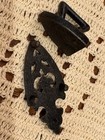 Vintage Antique Mini Cast Iron Sad Iron With Floral Trivet Painted