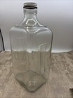 Vintage Half Gallon Glass Refrigerator Water Juice Bottle W lid - Ribbed Design