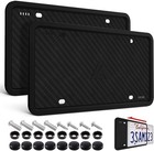 2 Pack Black Silicone License Plate Frames - Side-opening  Rustproof   Weatherpr