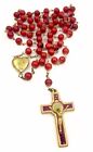 St Benedict Rosary Catholic Necklace Red Glass Beads San Benito Medal   Cross