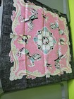 Vintage Bandana Made In Usa Pink Carousel Horses 50 50 Handkerchief Vtg