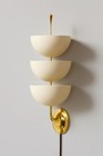 Pair Of 2 Mid Century Modern Brass Dome Wall Sconce 3 Light Vintage Italian