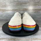 Vans Kids Slip On Fuzzy Sherpa White With Rainbow Platform Sneakers Size 7