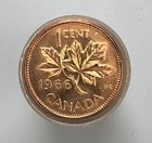 Canada 1966 Uncirculated Small Cent Roll 50 Coins Maple Leaf 1c In Tube