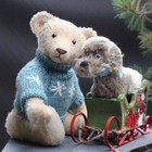 Antique Steiff Teddy Bear 1920s W Steiff Dog And Sleigh