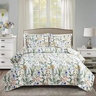  Floral Quilt Sets Size Reversible Countryside Bedspread Full queen Cyan Leaves