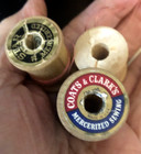 Lot Of 3 Vtg Wood Wooden Thread Spools Coats   Clark Star Sewing Empty 1-1 25 