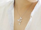 Sterling Silver Zircon Butterflies Pendant Necklace With Poem For Sister