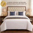 Seesnow Jacquard Bed Runner Set With 2 Pillow Covers  No Filling  King  Blue