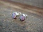 Native American Sterling Silver 1 4  Round Pink Opal Post Earrings By Martinez