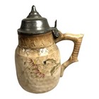 Antique 1885 Bennett Pottery Floral Syrup Pitcher