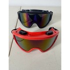 Ski Snow Goggles Set Rainbow Lens Red Black Frame Adjustable Strap Set Of 2 New