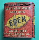 Eden Cube Cut Tobacco Rare Early Pocket Tin Globe Tobacco Co Detroit Mich