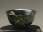 China Natural Dark Green Jade Hand Carved Statue Little Bowl Tea Cup Wine Cup