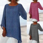 Plus Linen Ladies Shirt Kaftan Size Casual Baggy Sleeve Women T Tunic Tops Long