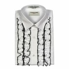 New White Black Trim Ruffled Tuxedo Shirt Ruffles Vintage Look  Tuxxman