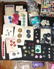 Huge Lot Antique Vintage Button Collection Button Box And Other Sewing Supplies