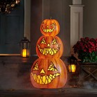 Pre-lit Flickering Jack-o-lanterns Set Of 3 Halloween Decor