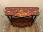 Mid Century Italian Marquetry Hall Table With Inlaid Floral Mirror