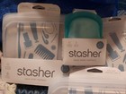 Lot Of 4- Stasher Silicone Reusable Travel Storage Size Food Bag- Plastic Free