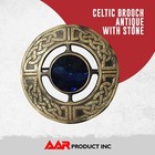 Scottish Kilt Fly Plaid Brooch Highland Celtic Blue Stone Antique Finish 3  Aar 