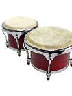 Zension 8  And 9  Bongo Drum Set Red Wood Percussion Instrument With Tuning Key