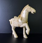 Vintage Chinese Tang Dynasty Style Horse Sculpture Tessellated Carved Bone