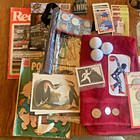 Junk Drawer Lot Vintage Sportscards  Coins  Hockey  Postcards  Nascar