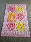 Vintage Care Bear Hearts Sunshine Quilted Blanket 35x52 Pink Yellow Red