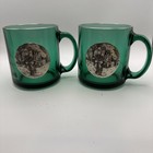 Vtg Set 2 Wendell August Forge Christmas Mugs Green Pewter Mailbox Presents