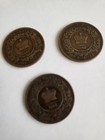 Three 1861 Nova Scotia Canada One Cent Penny Coin Rare In This Condition  S131